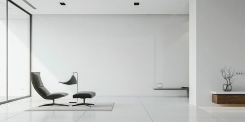 A modern and sophisticated interior against a stark white backdrop, Clean lines and minimalist decor, Modern minimalist style