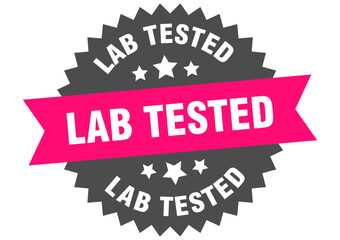 lab tested. lab tested round pink label isolated on transparent background
