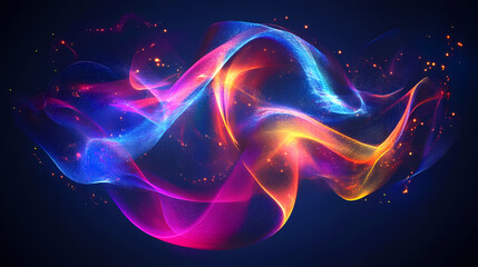 Obraz premium Digital data transfer and global network visualization with vibrant neon color scheme and dynamic abstract compositions. Sci-Fi Influence. Illustration