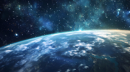 Obraz premium Exploration of cosmic wonders outer space digital art sci-fi environment wide angle celestial beauty. Sci-Fi Influence. Illustration