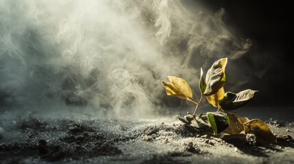 Small plant growing in cracked soil