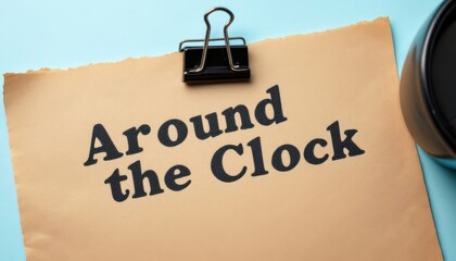 Continuous Effort Message Displayed on Paper under Metallic Clip with a Clock