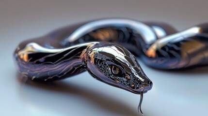 Close-up of a snake with reflective scales