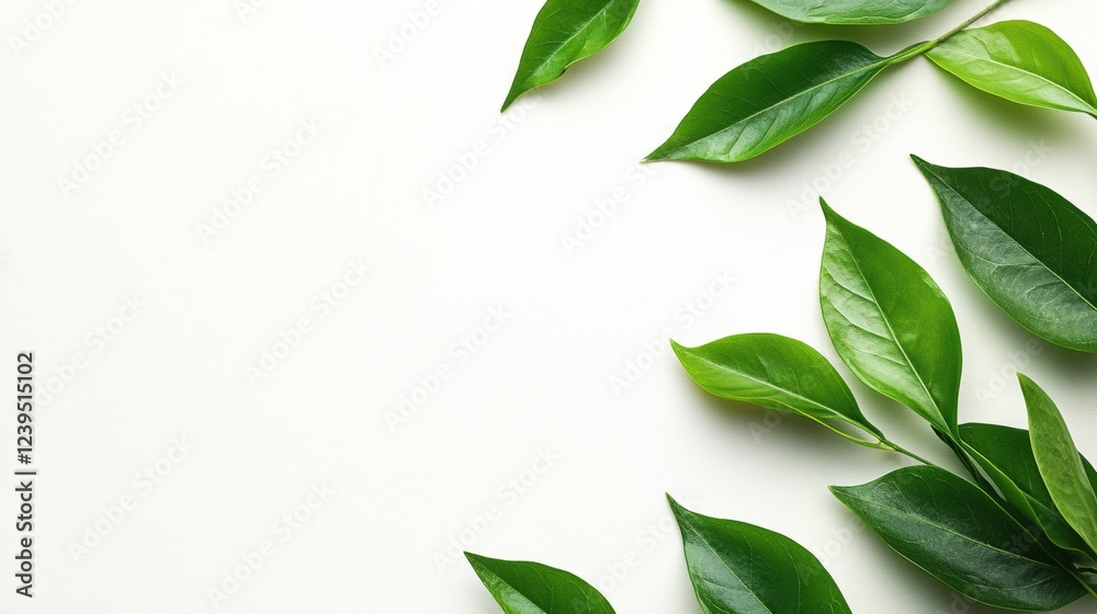 Poster green leaves arranged artfully on a light background showcasing natures beauty and simplicity for de