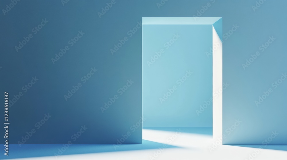 Poster bright doorway illuminates a minimalist space inviting exploration and imagination in a serene envir