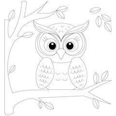 Kawaii Owl Line Draw Coloring Page