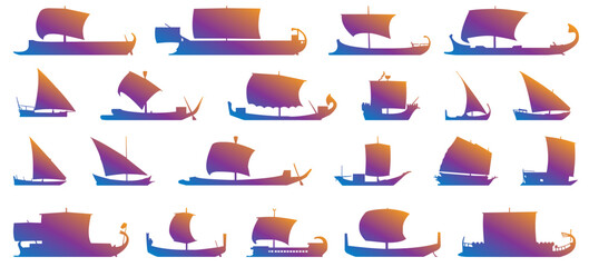 Sailing ship icon collection