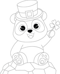 Kawaii Panda Hand Draw Wildlife Coloring Page
