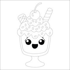 Kawaii Sweet Food Hand Draw Coloring Page