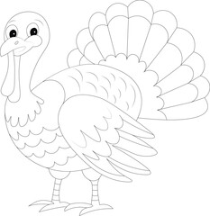 Kawaii Turkey Hand Draw Farm Animal Coloring Page
