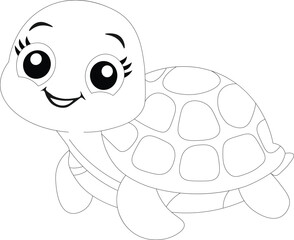 Kawaii Turtle Coloring Page for Tooddler