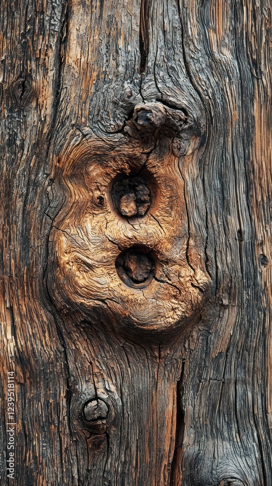 Poster exploring the rich and intricate details of a rustic wooden surface, this work of nature showcases d