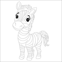 Kawaii Zebra Hand Draw Coloring Page