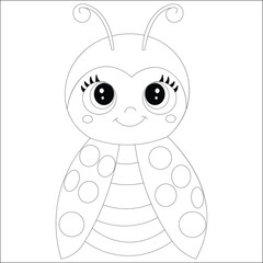 Ladybug Line Draw Kawaii Coloring Page