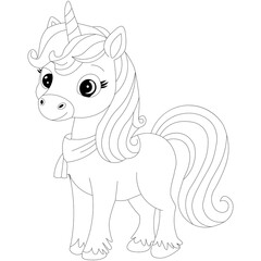 Kawaii Unicorn Line Draw Coloring Page