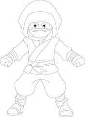 Ninja Line Draw Coloring Page