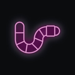 Neon worm glowing on black background representing internet security threat