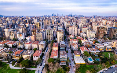 Naklejka premium Suadiye District in Kadikoy. Istanbul, Turkey. Beautiful aerial view with drone shot.