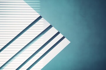 Abstract geometric pattern with shadows and angled lines on teal background