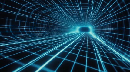 Obraz premium Digital tunnel, data stream, futuristic travel, network, abstract background, website banner