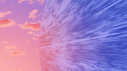 Abstract image of radiating lines against a pastel sunset sky.  A dreamy, colorful composition.