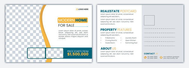 Corporate real estate business postcard design template. EDDM design, flyer cover template