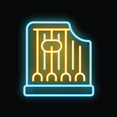 Glowing neon line aroma lamp icon isolated on black background with a vector illustration concept for black friday and cyber monday