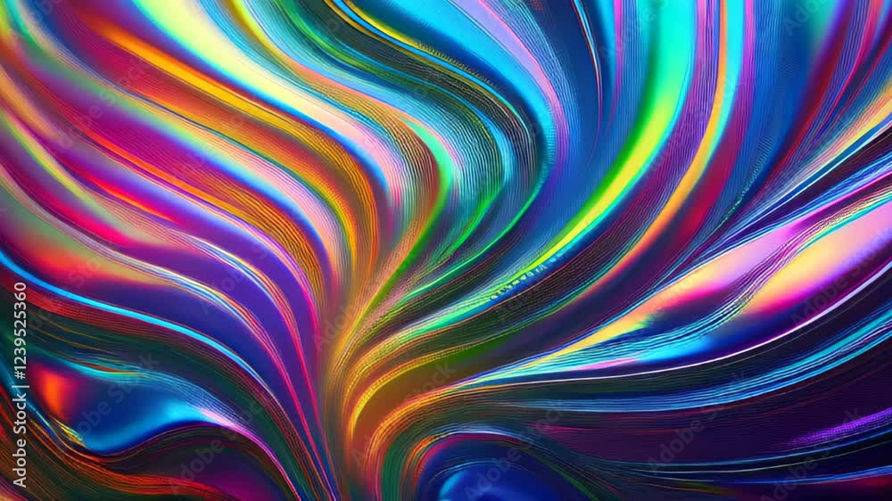 Poster vibrant waves of color dance through an abstract landscape of light and texture