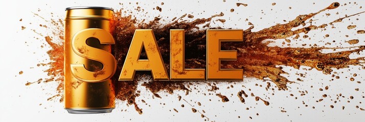 Eye-catching sale announcement with splashing beverage effect