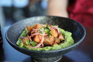 Avocado potatoes at a local restaurant in downtown Columbus, Ohio.