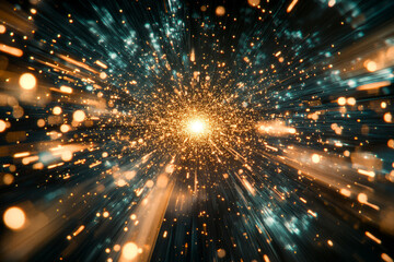 Dynamic hyperspace jump effect with glowing particles