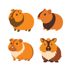 Set of guinea pig vector illustration.
