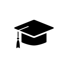 graduation cap vector silhouette. graduation hat black icon isolated on white background. university business concept