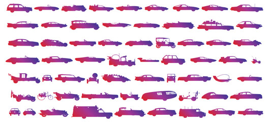 Antique vehicle icon collection