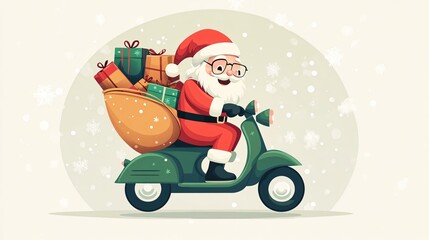 Happy Santa Claus Waving Illustration for Christmas and New Year Greeting Card, Banner or Poster