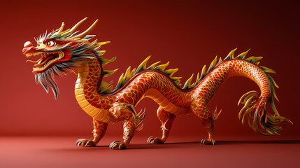 Obraz premium Dragon dance performance traditional festival graphic art mythical environment side view cultural significance. Mythological References. Illustration