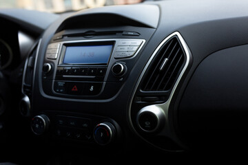 Obraz premium Dashboard of car interior black color