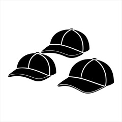 stylish cap icon set  drawing silhouette white background