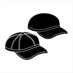 stylish cap icon set  drawing silhouette white background