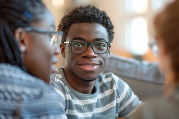 Obraz premium African American Young Man Embarking on Sign Language Journey