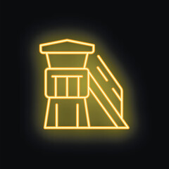 Yellow neon icon of a playground slide, representing fun and childhood memories