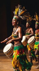 Colorful dancers performing traditional music at a vibrant cultural festival