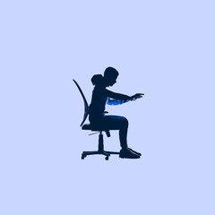 silhouette of person sitting in work position, neutral background