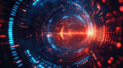 red glow light with endless tunnel perspective