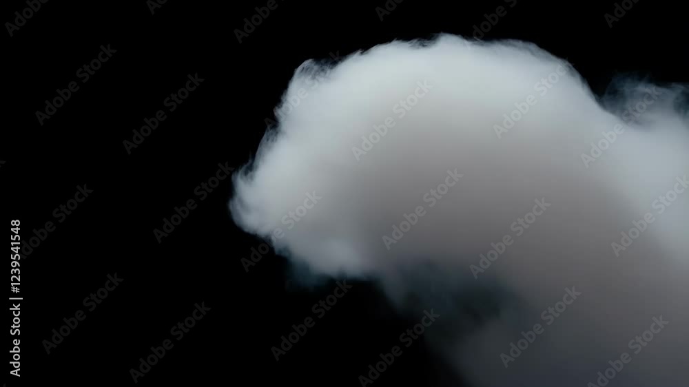 Poster smoke cloud morphing and dynamically changing shape against dark background, creating ethereal visua