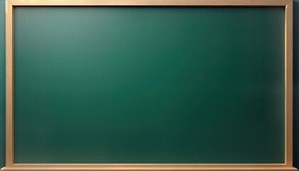 Empty green chalkboard with wooden frame. Classroom setting. Education concept. Learning environment. Educational background. Suitable for school, college, university. Simple design. Abstract