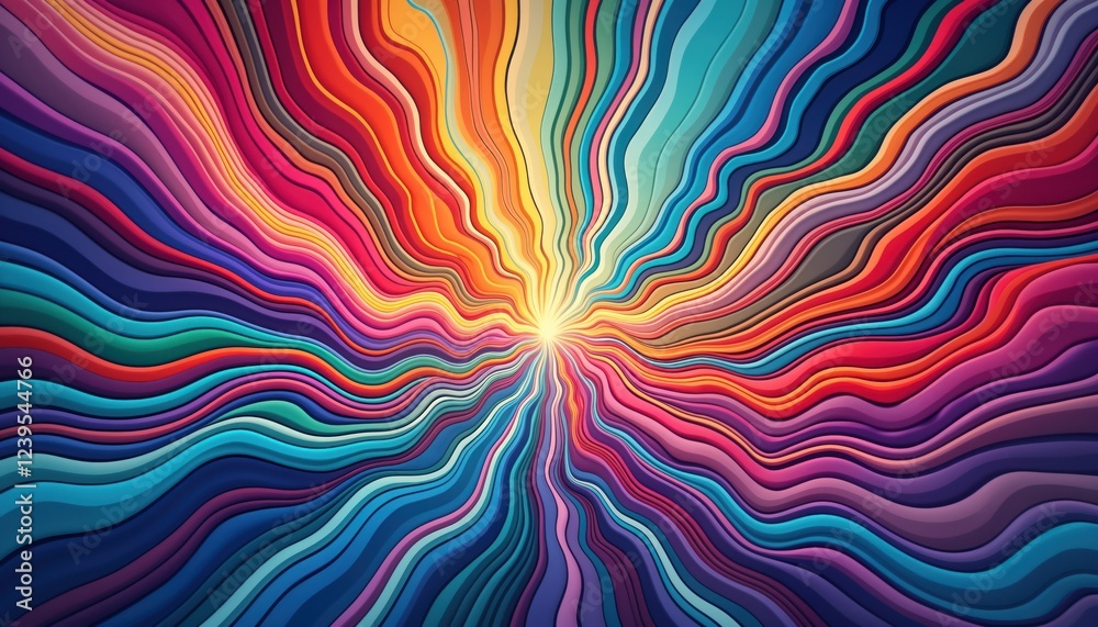 Leinwandbilder Abstract vibrant colorful pattern design. Generative AI art with swirling lines. Dynamic colorful layers. Intense colors. Abstract pattern illustration. Psychedelic design. Suitable for wallpaper
