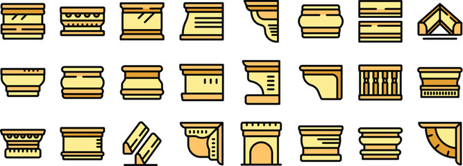 Set of architectural cornices and moldings, providing various decorative elements for enhancing building aesthetics © ylivdesign