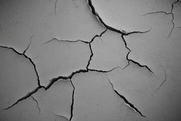 Fototapeta premium Close-up view of cracked gray surface with deep cracks and textured pattern