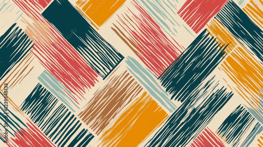 Poster abstract brushstroke pattern with diagonal colorful lines in a retro style